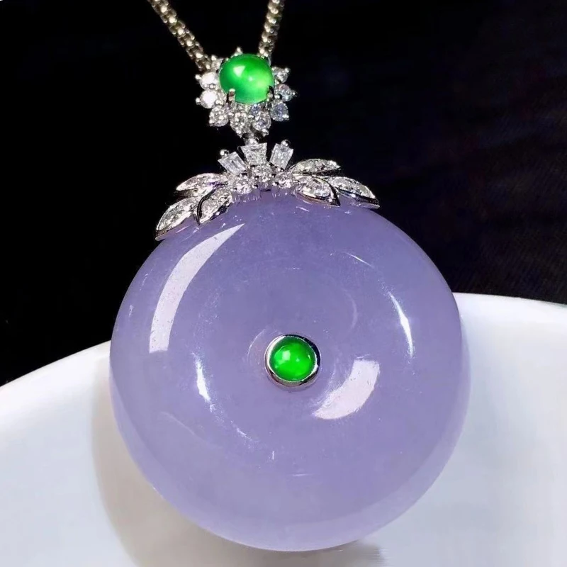Natural chalcedony Violet Necklace for Women Light Luxury inlay Crystal Exquisite Fashion Round Pendant Wedding Jewelry