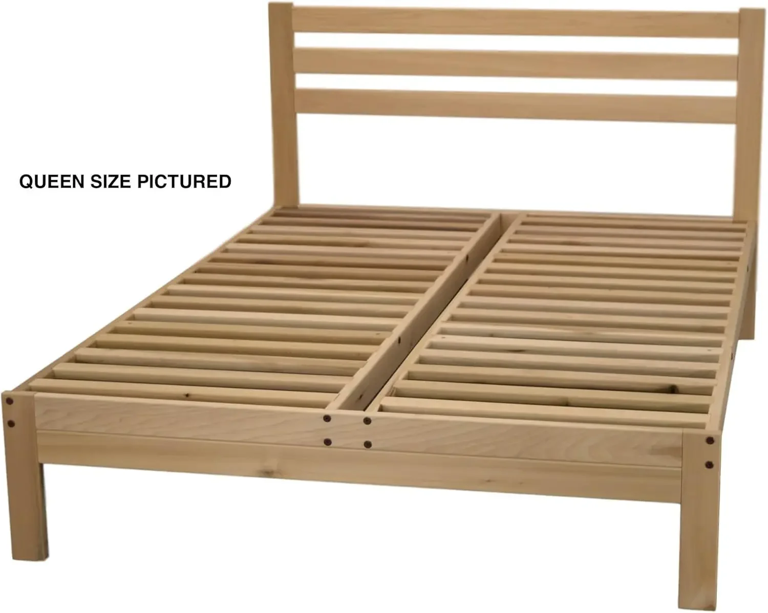 Lexington Platform  - King Bed Frame - Unfinished Wood Bed Frame - Natural, Minimalist with Slatted Headboard