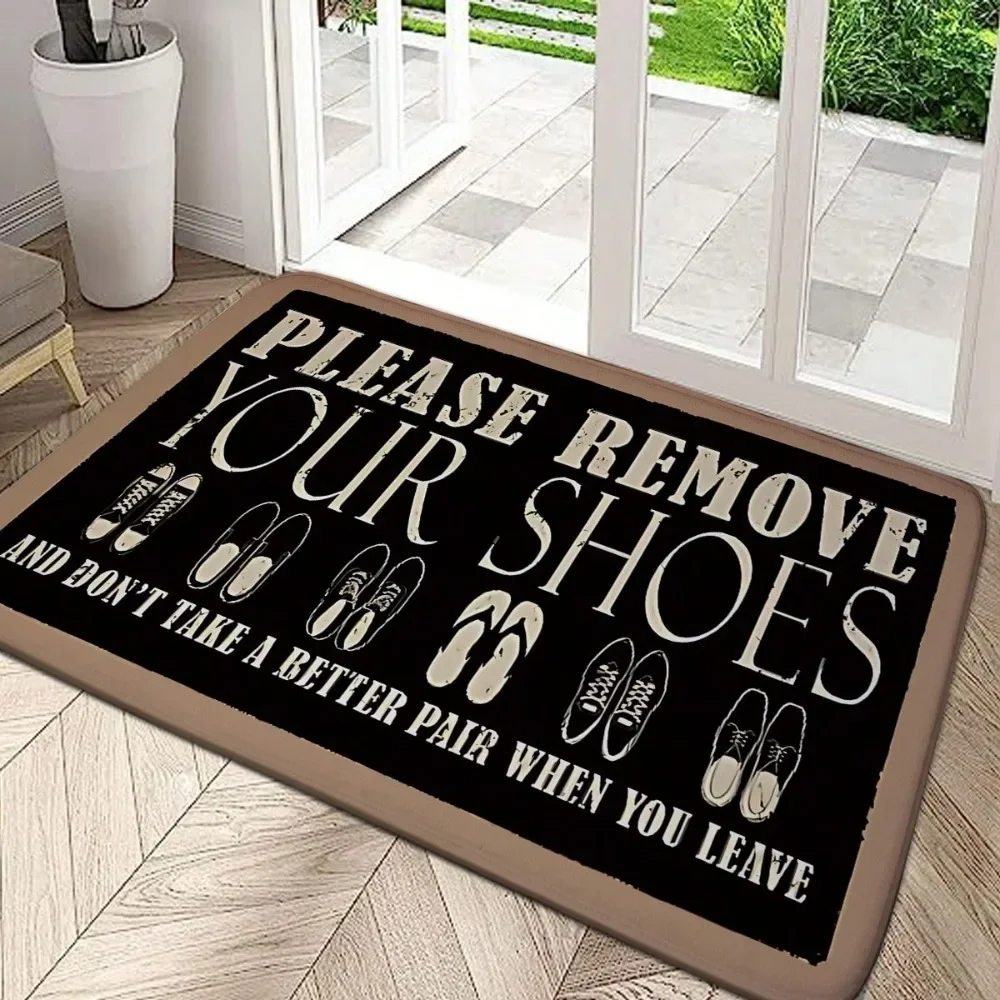 Please Remove Your Shoes Pattern Welcome Rug Kitchen Bathroom Entrance Doormat Non-slip Bedroom Decor Rug Floor Mats Foot Mat - view 2