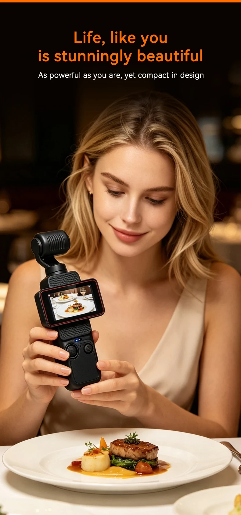 Mini Pocket Action Camera 1080P HD Handheld Gimbal 180° Rotation Lens EIS Anti‑shake Video Cam for Outdoor Cycling Vlog Shooting