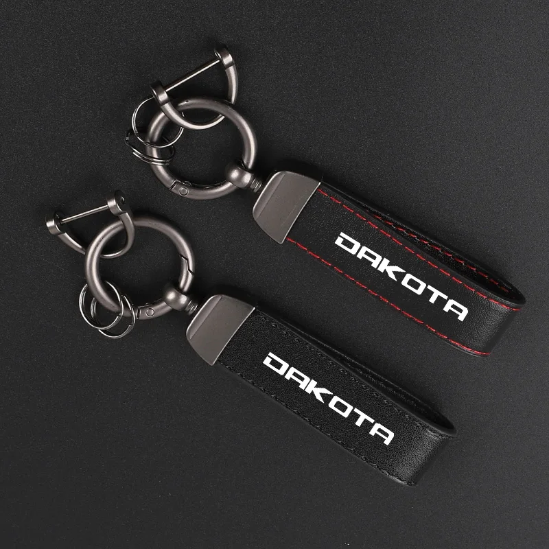 Leather Keychain Degree Rotating Horseshoe Buckle Fine Key Ring for DODGE Dakota