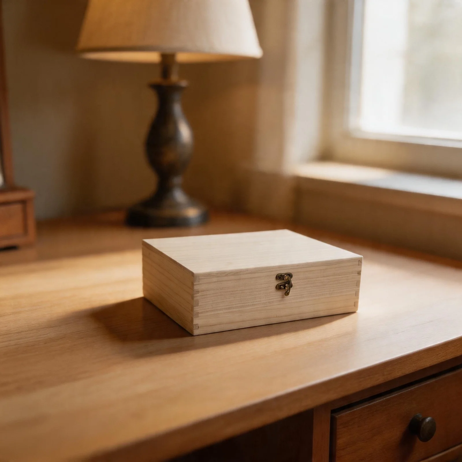 Natural Wood Two Layer Storage Box with Flip Top Lid Designed for Jewelry Craft Supplies and Small Valuables Organization