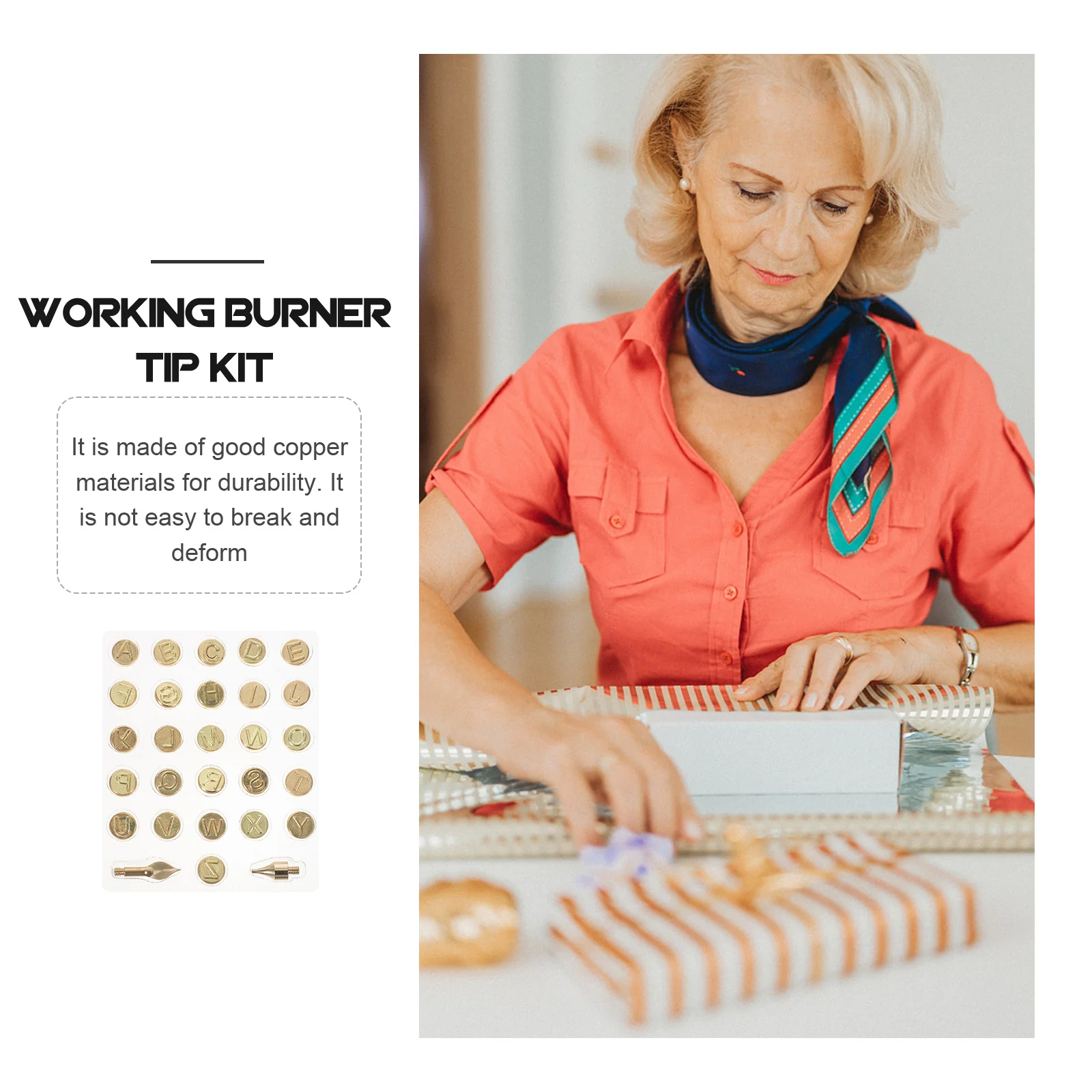 1Set Copper Letter Burning Tip Set Woodburning Alphabet Tips Soldering Pen Tool Pyrography DIY Carving Crafts Tool