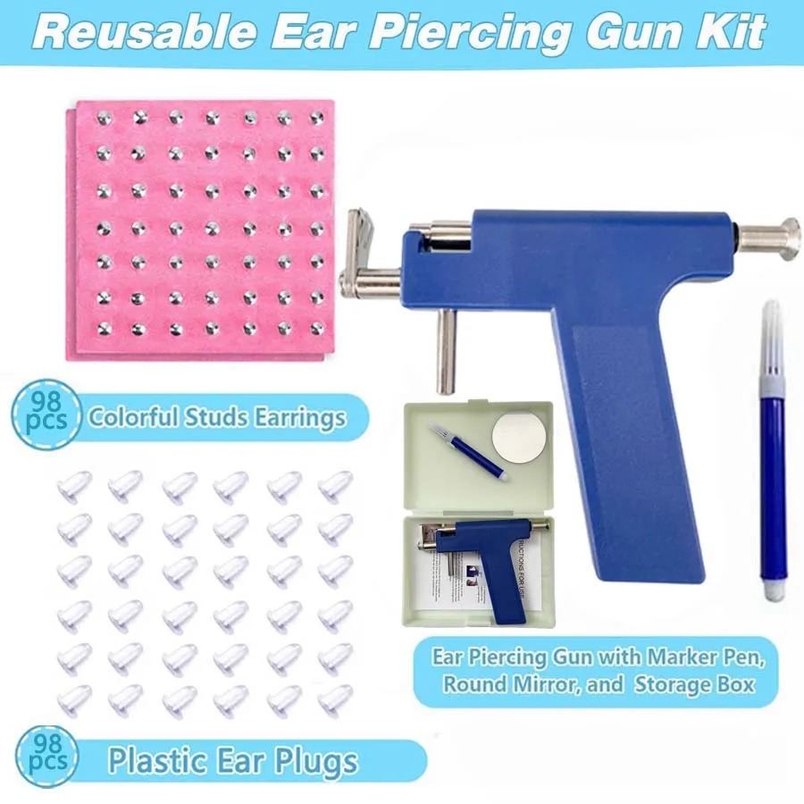 Professional Ear Piercing Gun Kit with 98pcs Stainless Steel Ear Studs-Safety Gun Piercing image 4