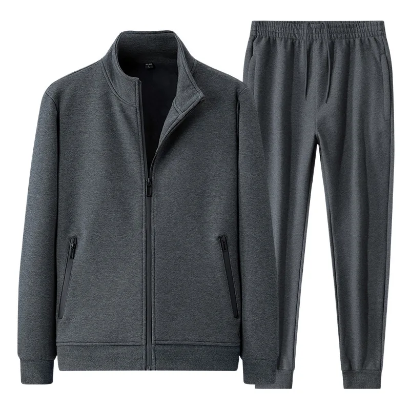 2026 middle-aged and elderly large size pure cotton sportswear set, men's casual fashion high-end two-piece set