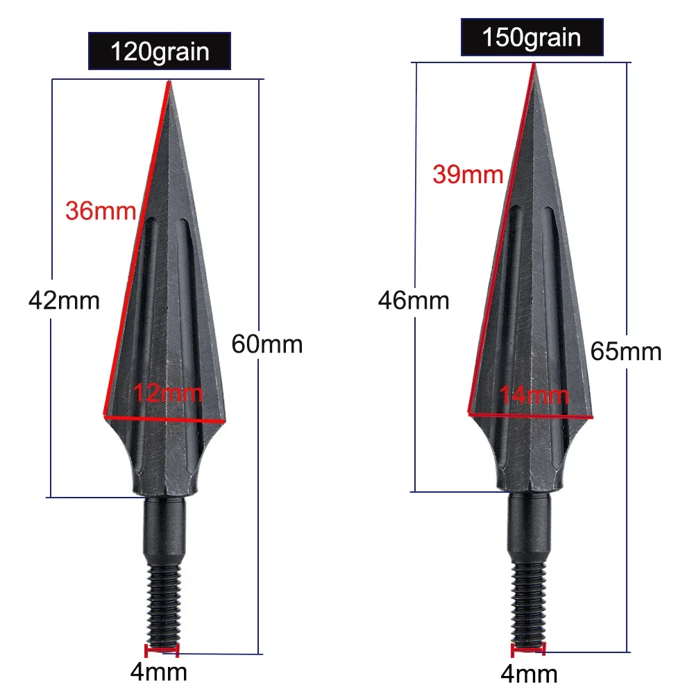 120/150 الحبوب عالية الكربون الصلب السهم الصيد برودهيد السهم نصائح ل قوس منحني/مجمع الصيد الملحقات 6/12/24 قطعة #2