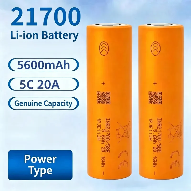 New 10PCS 21700‑58E 5600mAh Flat‑Top Rechargeable Lithium‑ion Battery For EVE Grade‑A 5C 3.7V