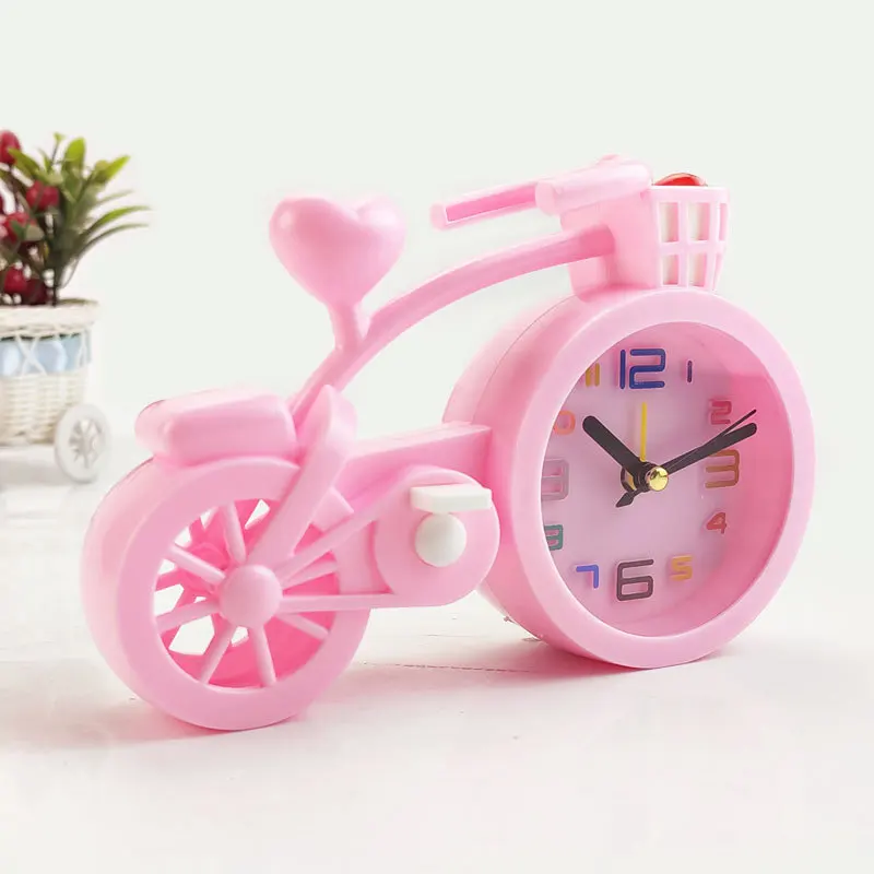 Children's Bicycle Shape Alarm Clock Funny Alarm Clock Toy Cute Creative Bedroom Bedside Clock Student Kid Holiday Birthday Gift