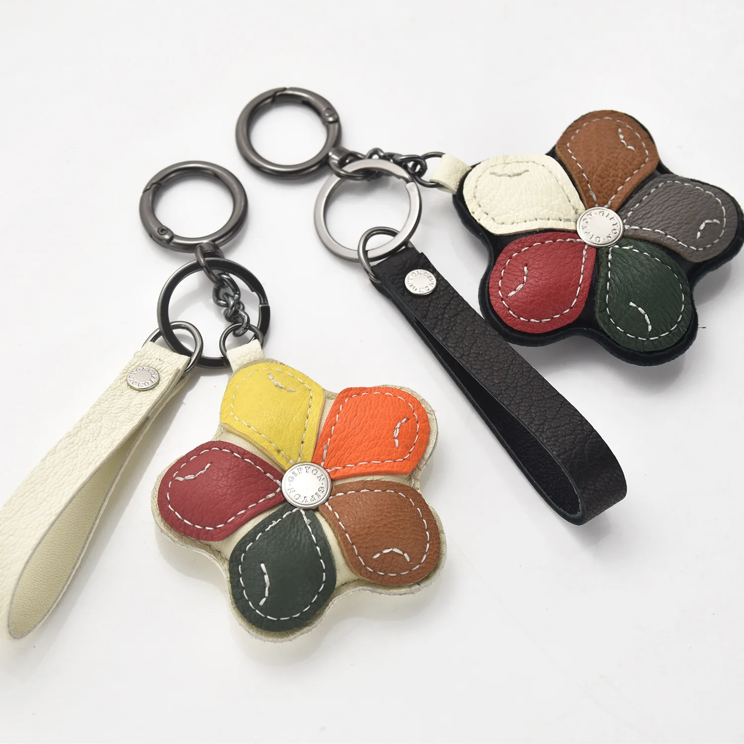 

Floral Bag Charm Small Accessory Handmade Genuine Leather New Backpack Decoration Keychain