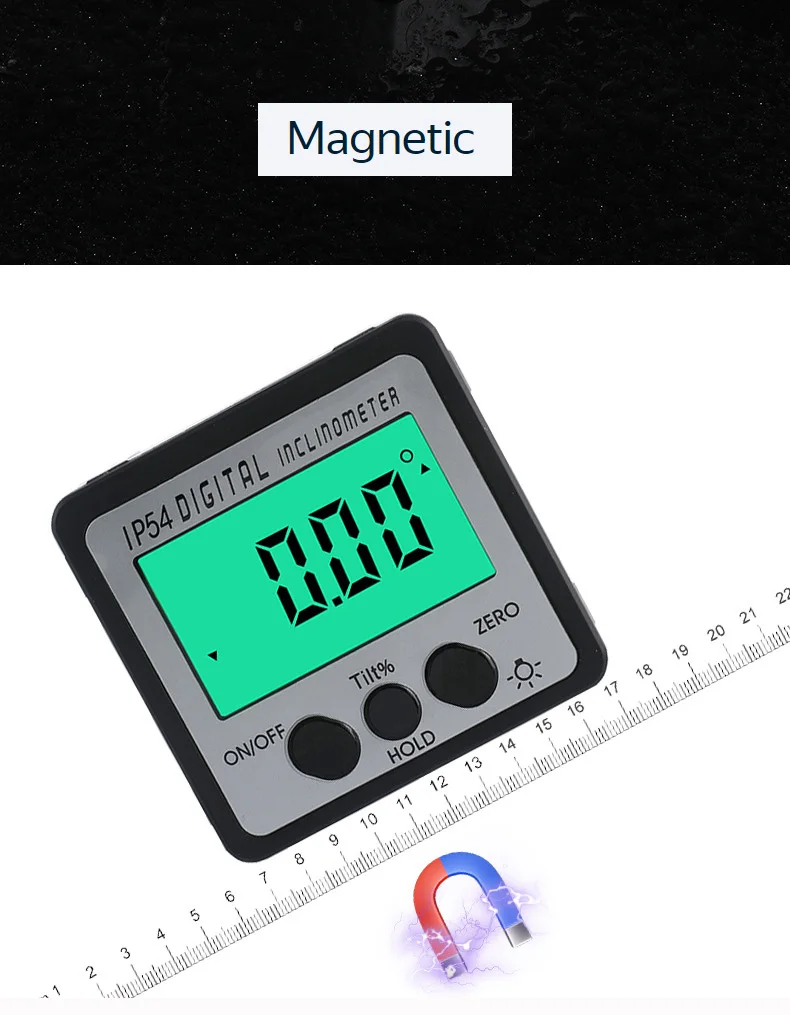 Neoteck Precision Digital Inclinometer Electron Goniometers 4*90 Degree Magnetic Base Digital Protractor Angle Finder Bevel Box