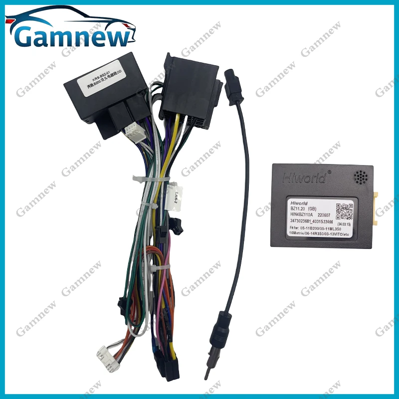 Car 16pin Wiring Harness Adapter Canbus Box Decoder Android Radio Power Cable For Benz B200 05-11,ML350 05-11, Vito 03-13,Viano