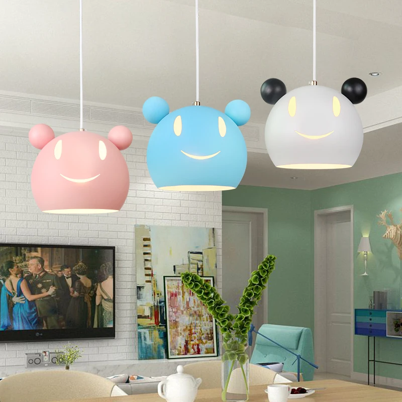 

Pendant Lights Mickey Mouse Pendant Lamp Hanging Hanglamp Colorful Children's Room Cartoon Home Decor Kitchen Lighting Fixture