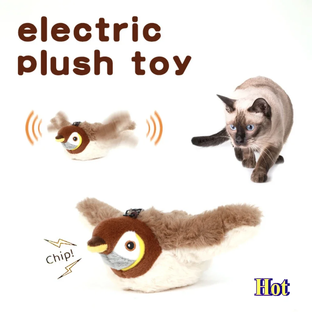 New Interactive Cat Toys Rechargeable Flying Bird Cat Toys Chirping Clapping Birds (cannot Fly) Cats Pet Products Dog Toy For