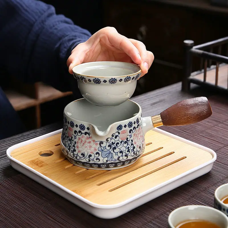 Unique Tea Sets Flowers Exquisite Stone Grinding Shape Handmade Tea Pot Cup Set Chinese Tea Ceremony Gift GungFu Tea Cup Teaware