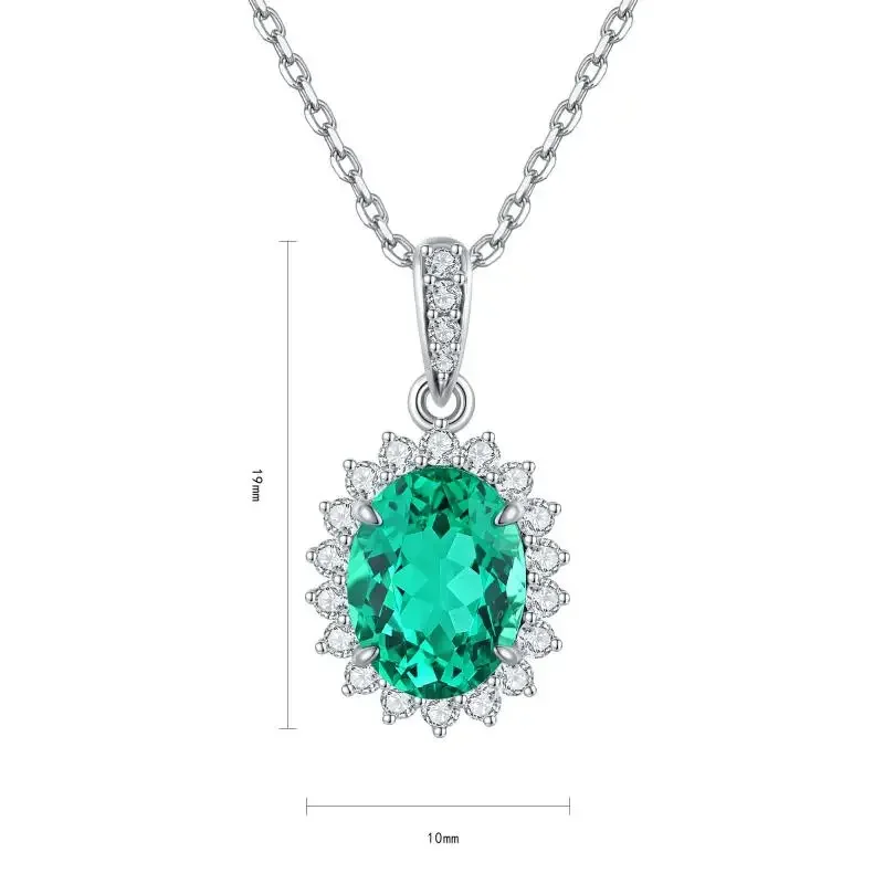 

RUIF 2024 Hot Sale S925 Silver Oval Shape Main Stone 1.43ct Necklace Lab Grown Emerald Classic Style