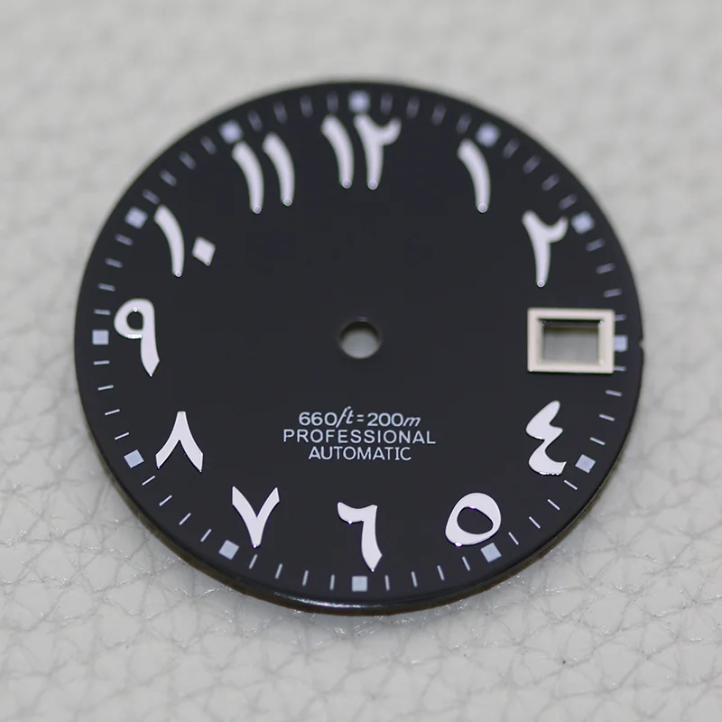 28 5mm Cadran Sunburst Verde Árabe Mostrador NH35 S Logo Data Just Dress Watch Face Peças de reparo