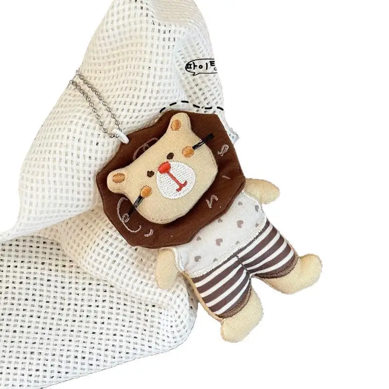 Cartoon Plush Doll Keychain Cute Animal Lion Rabbit Design Pendant Fashion Bag Charm for Teen Girls - view 4