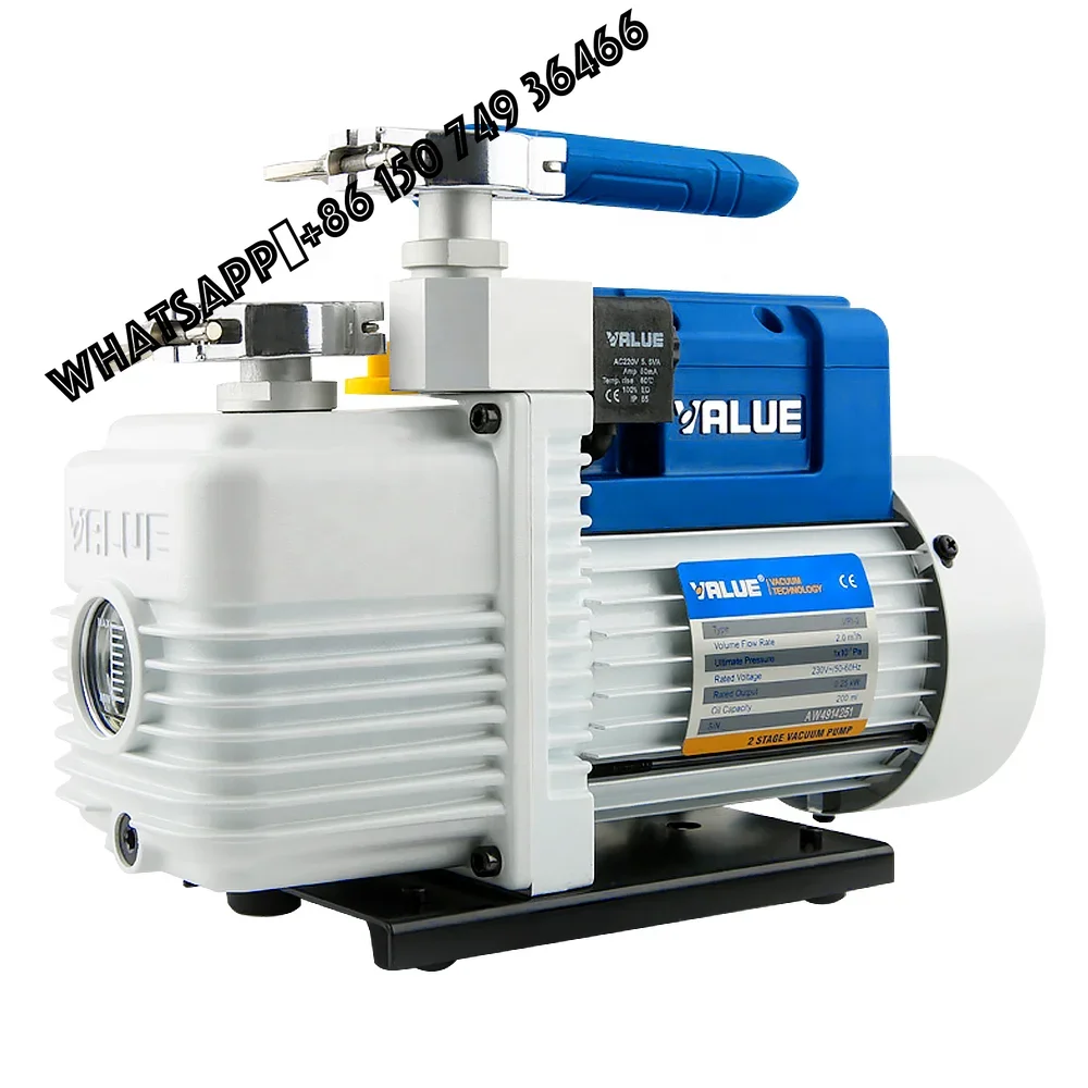 VRI-2 High Pressure Two-stage Dual Stage Mini Rotary Vane HVAC AC Vacuum Pump with 2~2.4m/h Speed and 250W Power