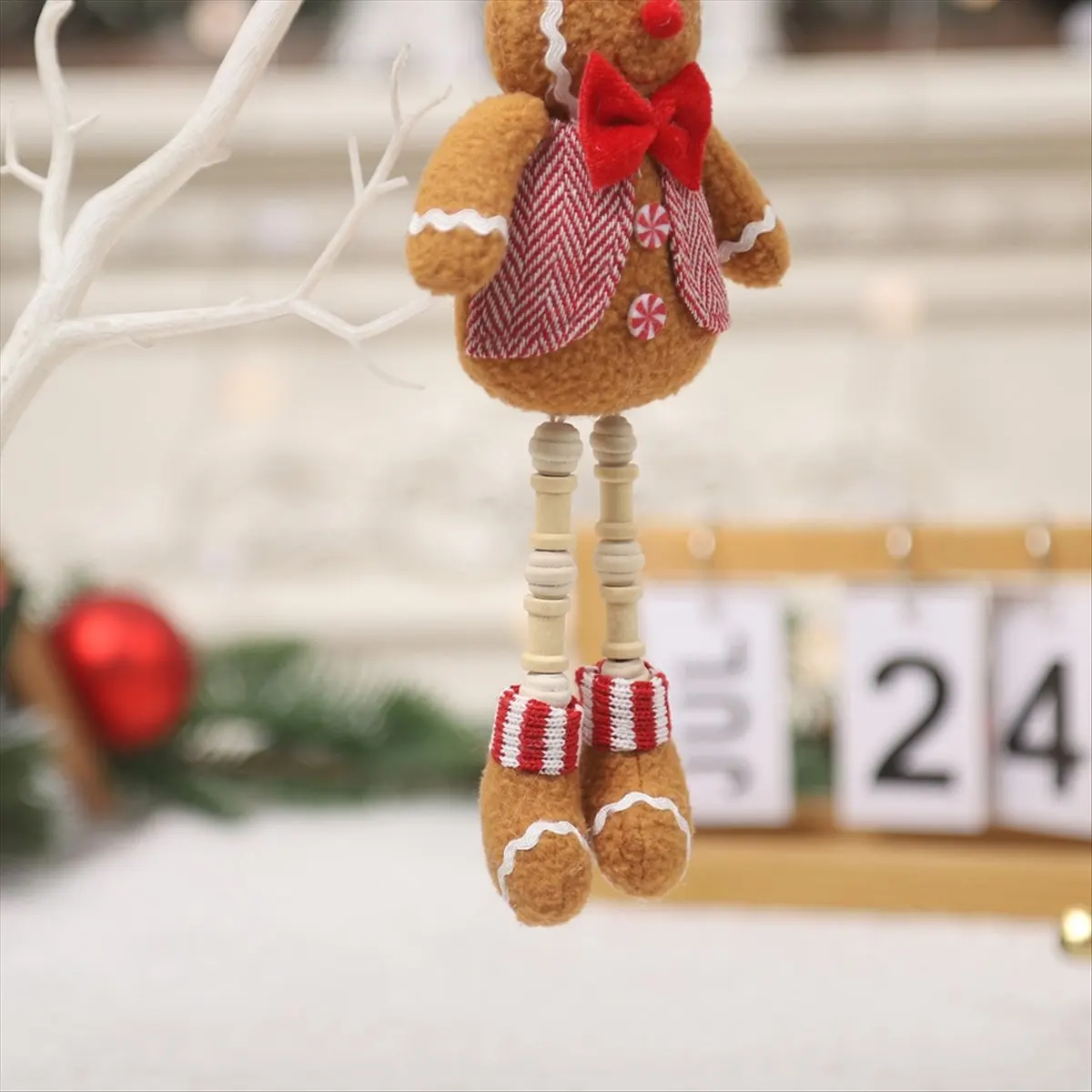 A58Z 2PCS Gingerbread Ornaments Christmas Gingerbread Ornaments Hanging Gingerbread Hanging Ornaments for Xmas Tree view 5