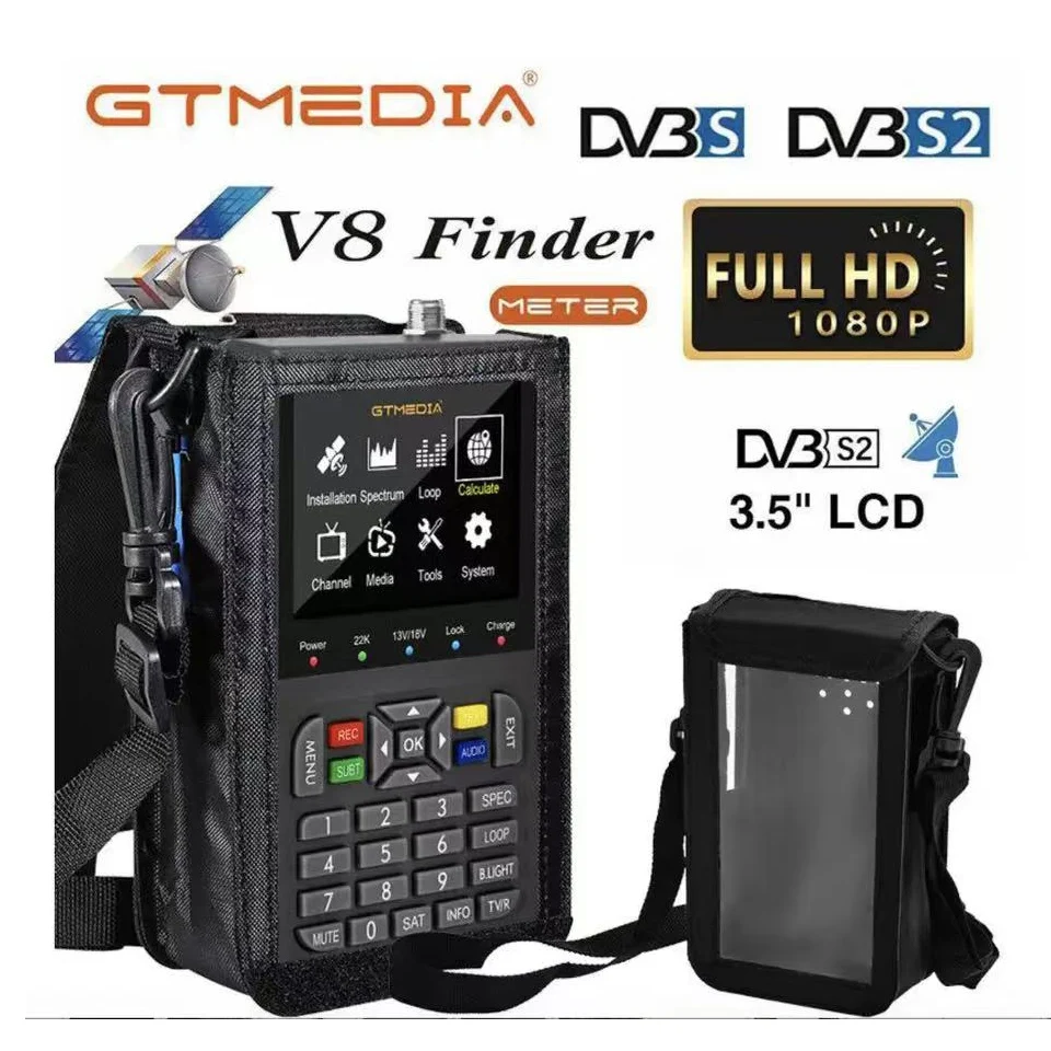 

GTMEDIA V8 Finder2 Satellite Finder Цифровой FTA DVB-S/ S2/ S2X Детектор сигналов Приемник ЖК-экран для регулировки тарелки для Sat TV
