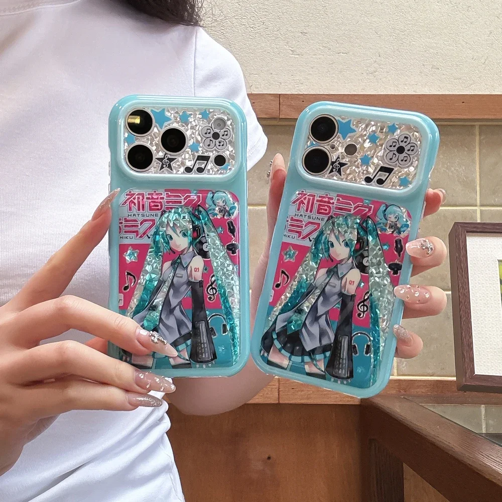 Coque de téléphone Kawaii, motif mignon de dessin animé japonais, Hatsune Miku, pour iPhone 18, 17, 16, 15 Pro Max, coque rigide antichoc.