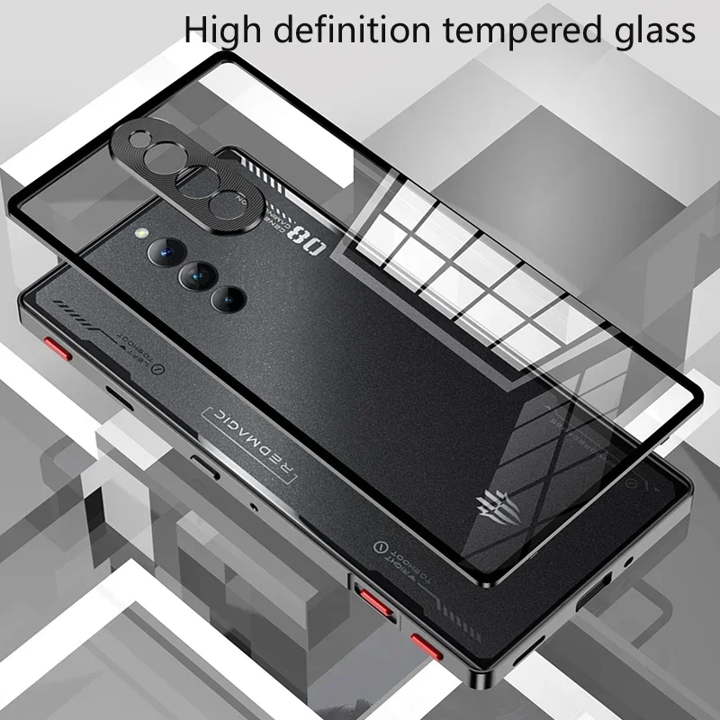 Alloy Metal Protection Case for Red Magic 8 8S Pro Plus Transparent Tempered Glass Hard Shockproof Back Cover Bumper Phone Case