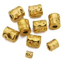 10Pcs Stainless Steel Cylinder Tube Bead Gold Plated Spacer Dot Beads for Bracelet Friendship Jewelry Making Necklace Metal Seed