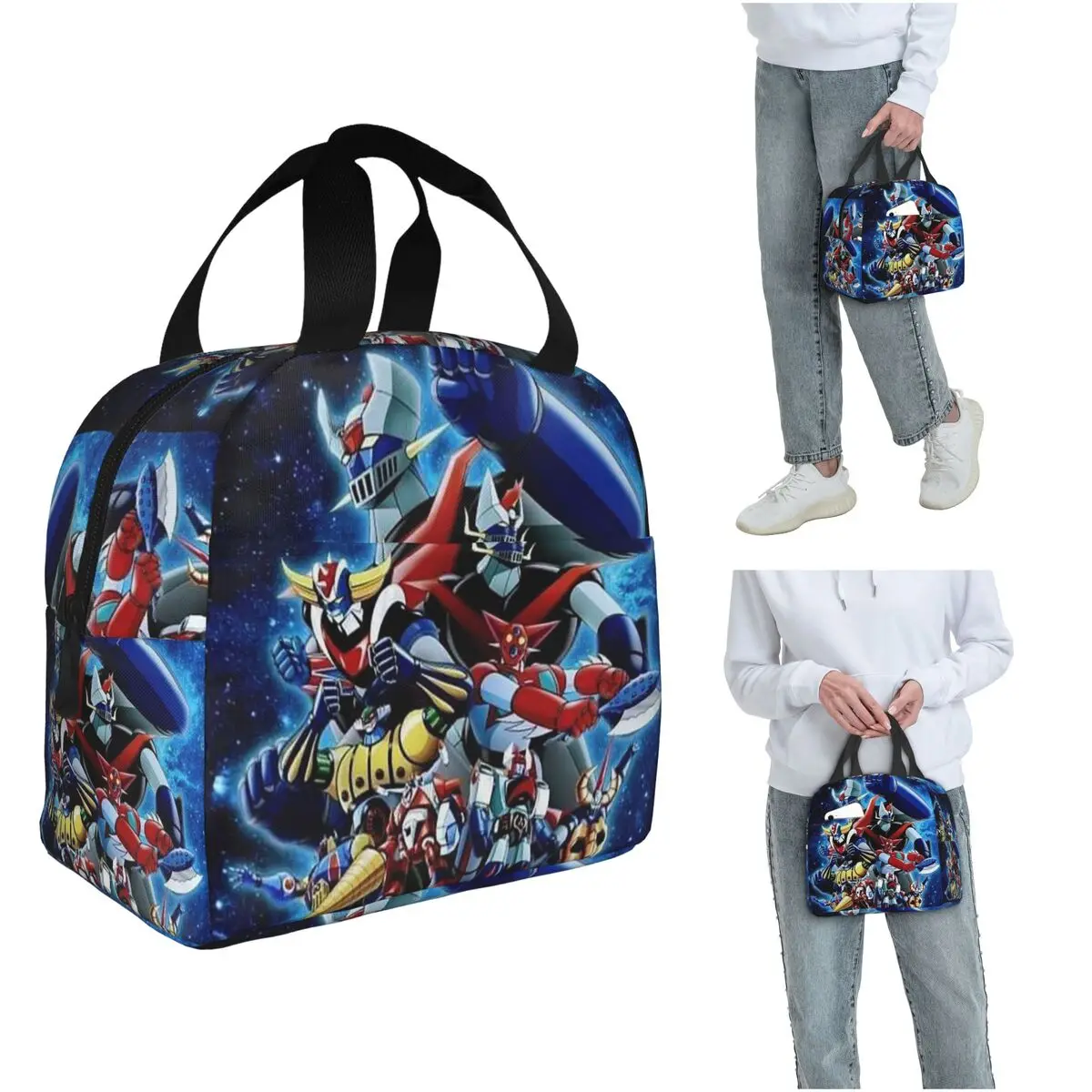 Mazinger Z Mad Robot Grendizer Anime Manga Insulated Lunch Bag for Women Children Portable Food Boxes Thermal Lunch Box Tote