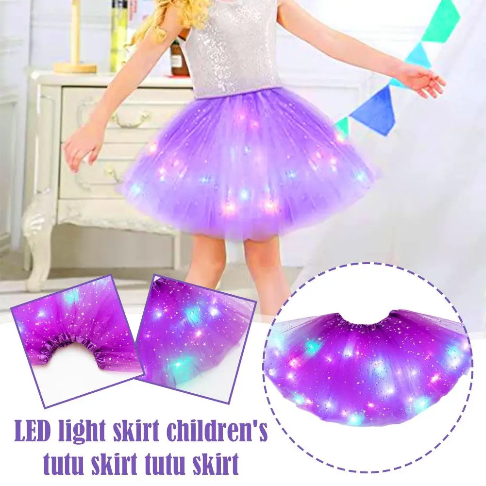 Children's Skirt European And American LED Light Skirt Glow Skirt Skirt Skirt Star Sequin Children's Tutu Skirt Pengpeng Ga L5M6