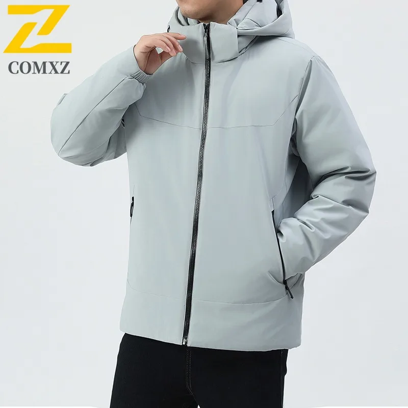 

COMXZ Winter Trend Solid Color Down Jacket Short Style Couple Thickened Thermal White Duck Down Hooded Waterproof Windproof 2025