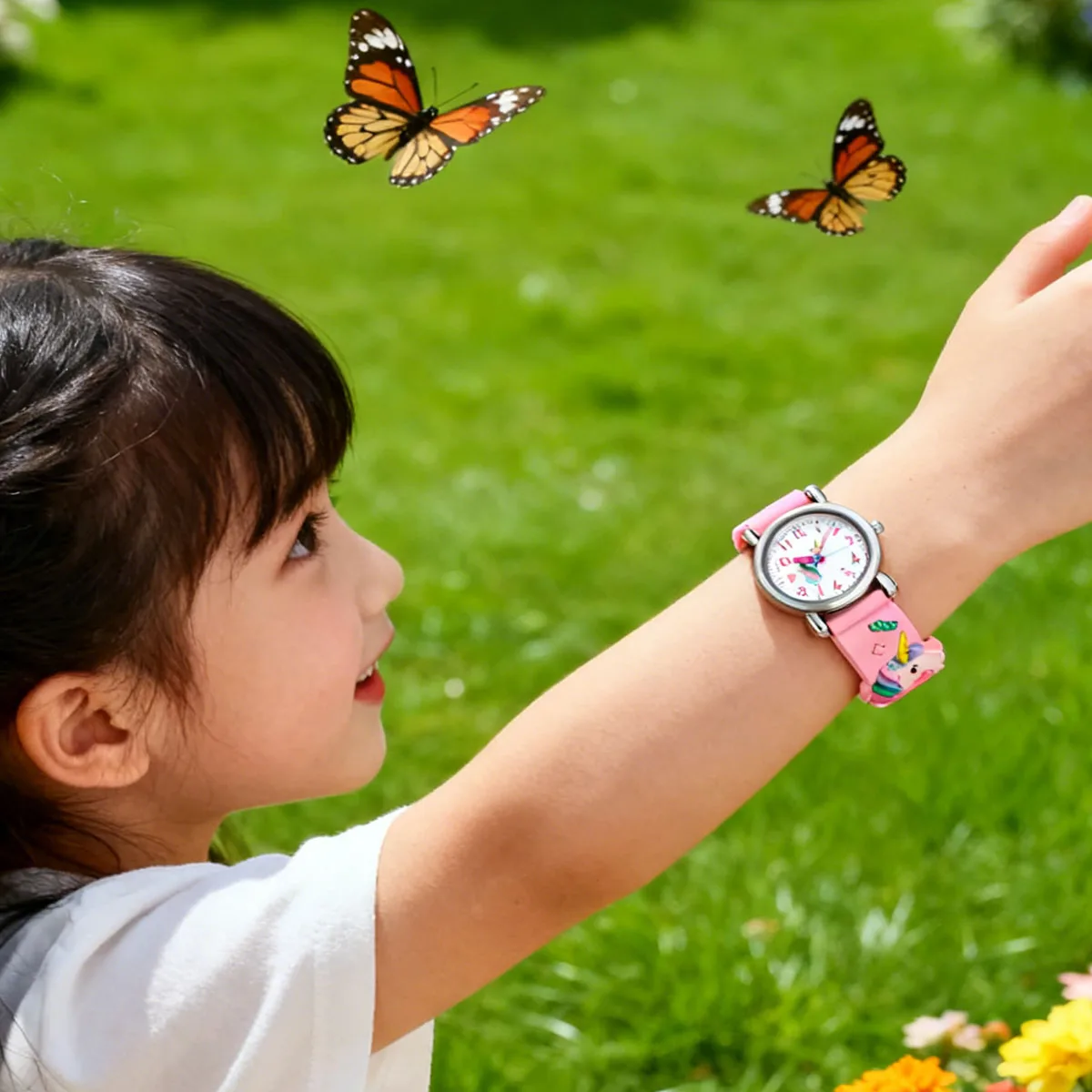 1pc-Cute Unicorn Pattern Children's Cartoon Watch Boys and Girls Cute Cartoon Quartz Watch Christmas, Birthday Gifts
