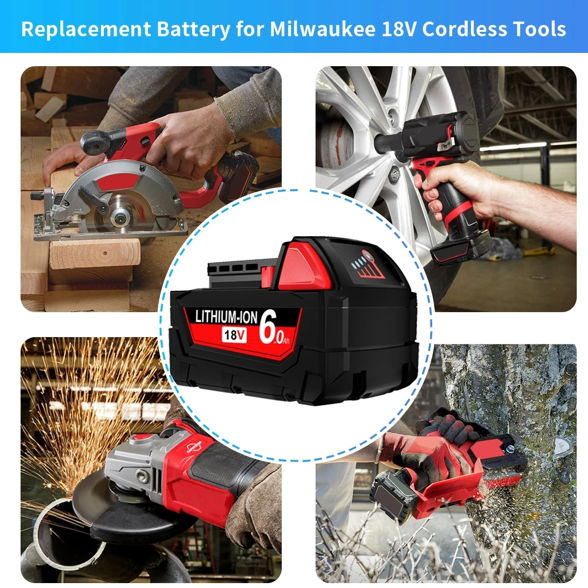 For Milwaukee M18 18V Replacement For Milwaukee M18B5 XC 6000mAH/9000mAH Li-ion battery 48-11-1815 48-11-1850 2604-22 2604-20