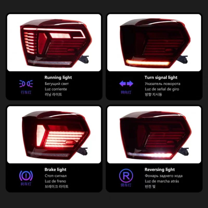 Taillight for Polo 2019-2021 New Polo LED Tail Lamp DRL Dynamic Signal Brake Reverse auto Accessories