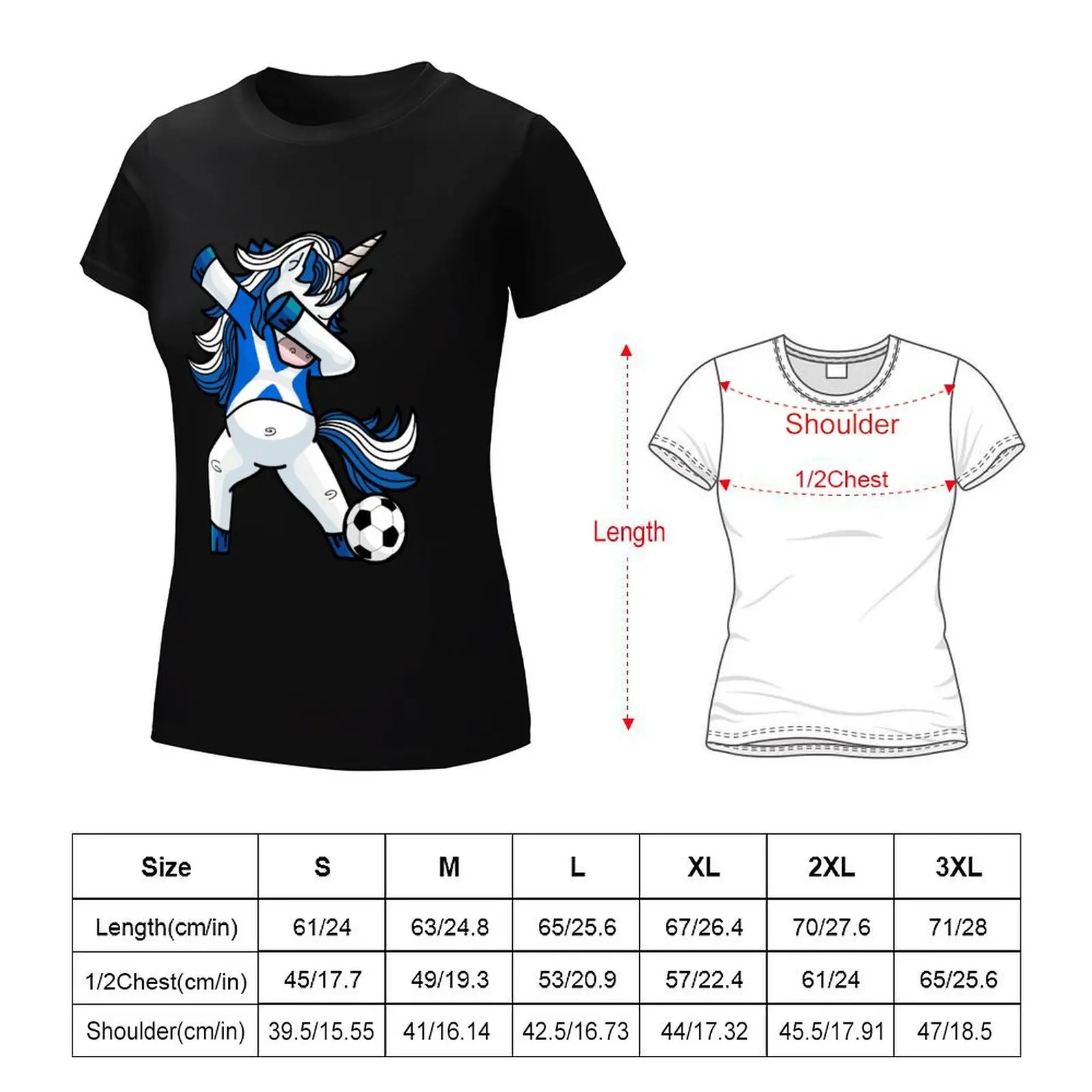 Dabbing Soccer Unicorn Scotland T-Shirt funny graphics Woman clothes