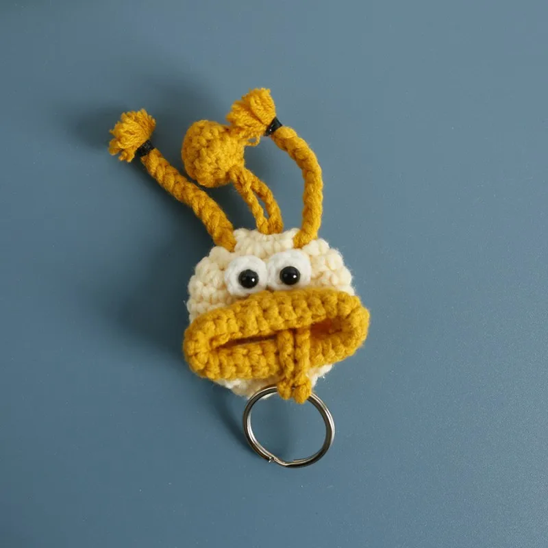 Cute Sausage Mouth Doll Crochet Keychain Keys Storage Funny Mini