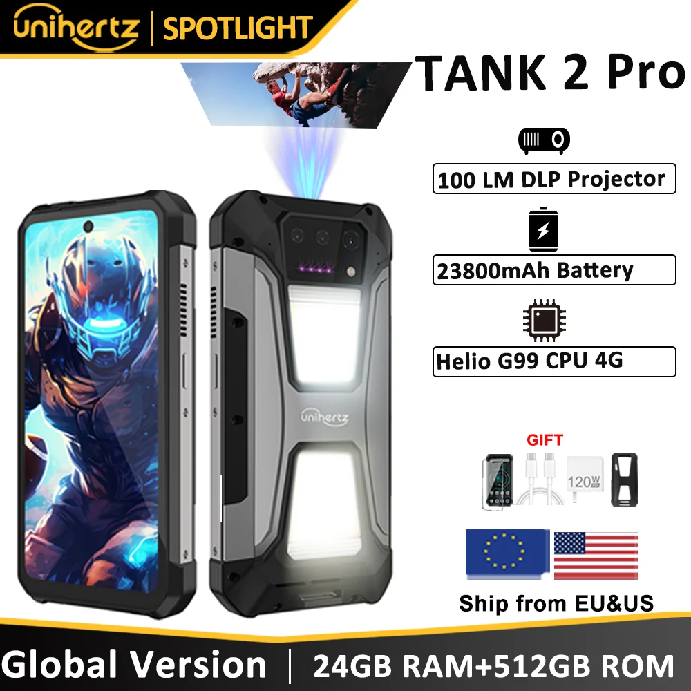 Unihertz 8849 tank 2 Pro rugged phone Android 14 24GB 512GB with 23800mAh battery superior projection 6.79 