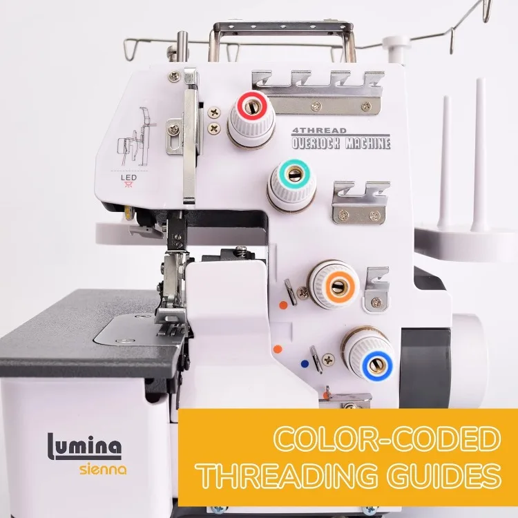 Sienna Serger Máquina de Costura, Industrial Grade Sergers e Overlock Máquinas, Frame de metal durável, 3-4 Rosca