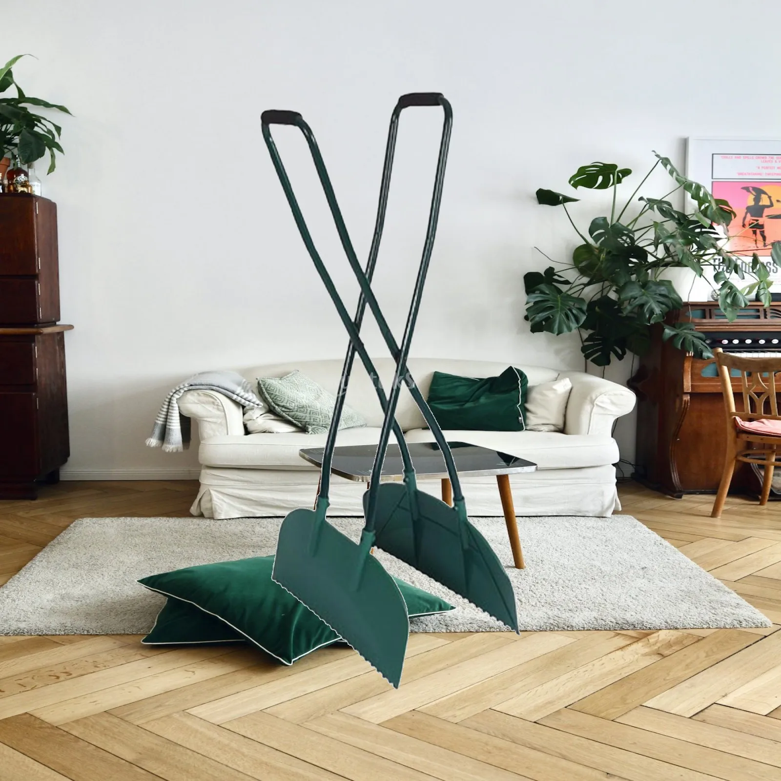 Leaf Grabber Wide Rake Garden Tooling Leaf Picker Leaf Collector Metal Hand Rake for Lawn Level and Yard Cleanup