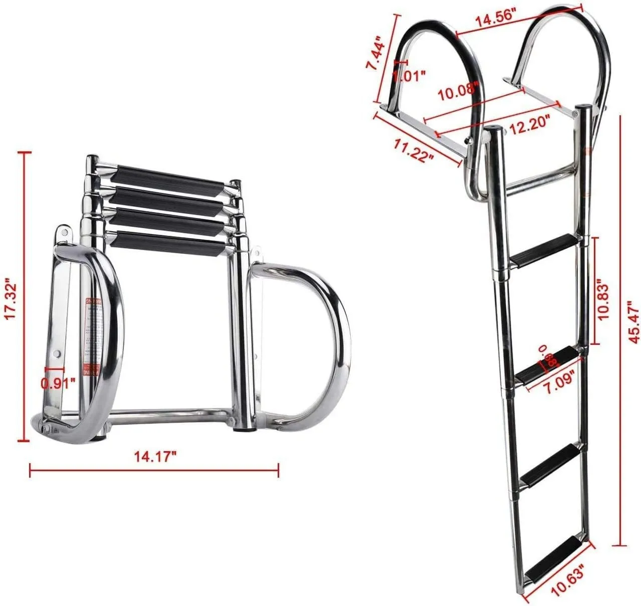 Steel Step Ladder Boat Swim Ladder Telescopic Stainless Steel Marine Boat Ladders