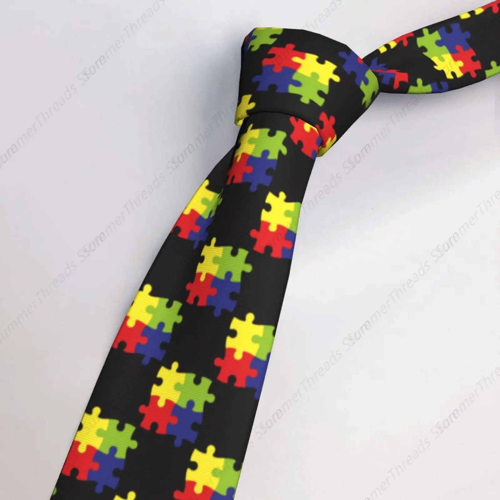 Autism Awareness Month Puzzle Puzzles Men'S Novelty Tie Necktie Neckties For Mens Wedding Party Work Casual Holiday Party Gifts