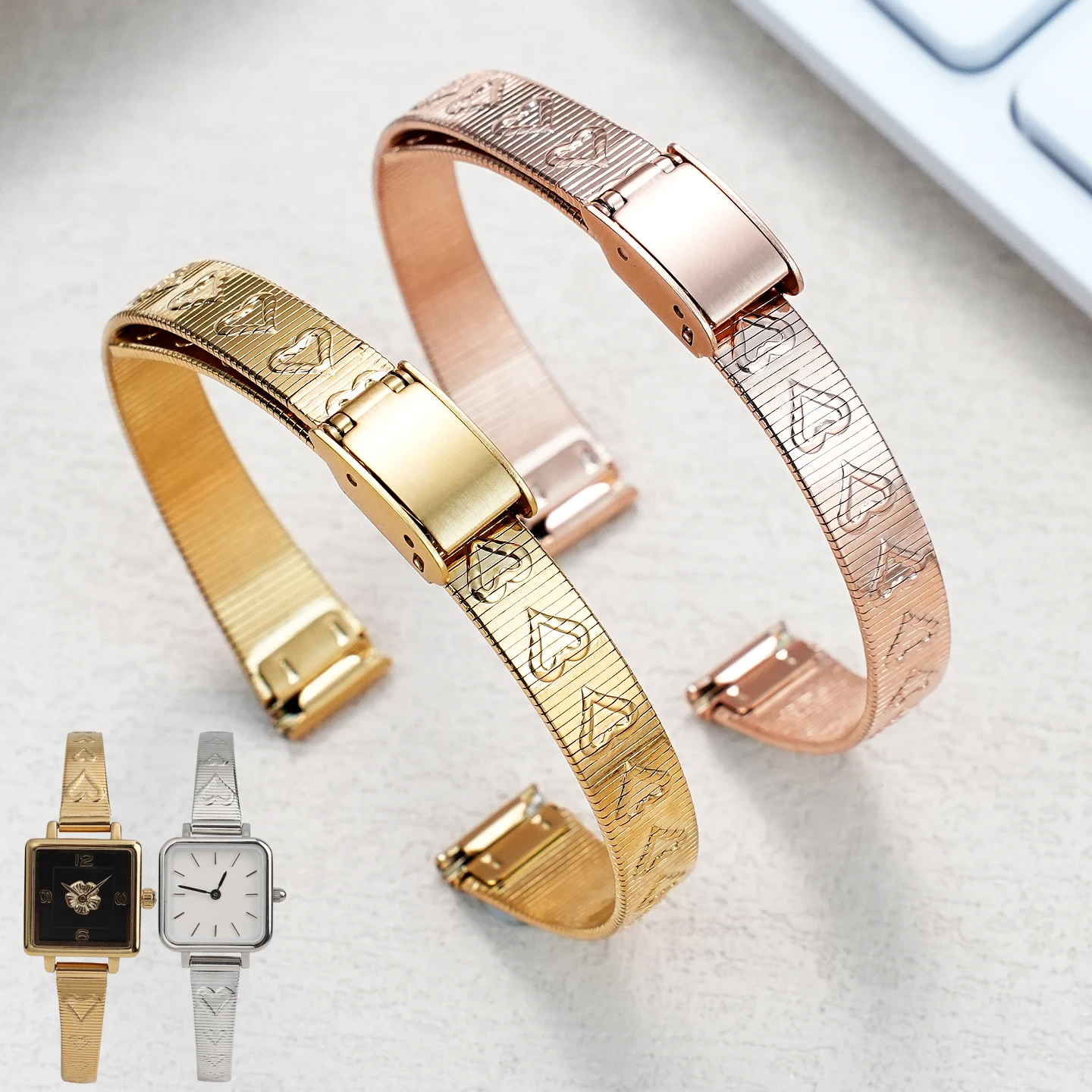 

Для DW ремешок для часов из нержавеющей стали QUADRO ретро маленькие зеленые часы DW00100445 маленькие квадратные часы ремешок из нержавеющей стали золото 10 мм