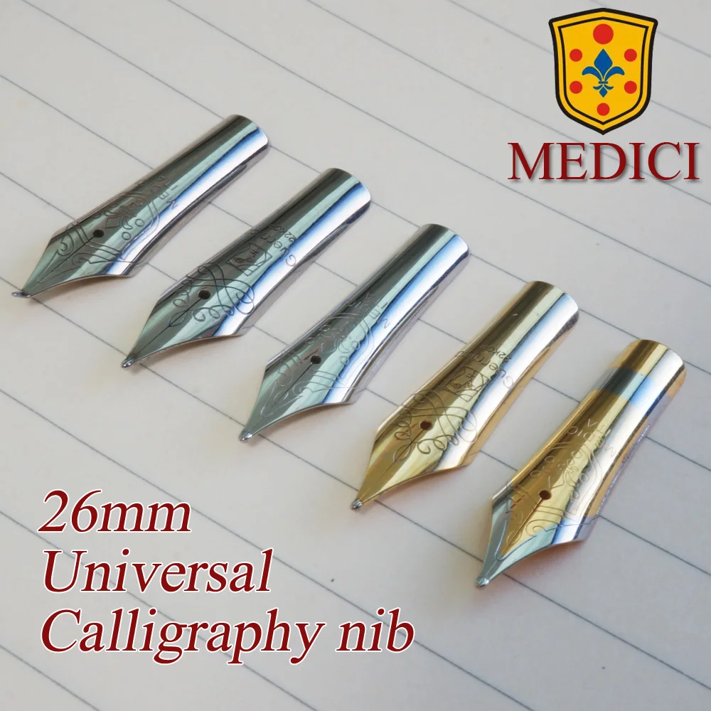 

Medici Universal 26mm Fountain Pen Nib Gold Plating Replace Nib Feather Iridium Calligraphy For Medici 200 Pimio