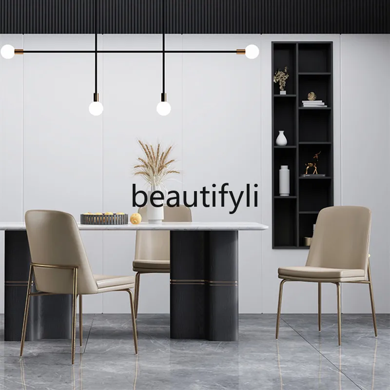 

Designer Style Reception Negotiation Soft Chair Modern Simple Backrest Home Italian Light Luxury Dining Chair