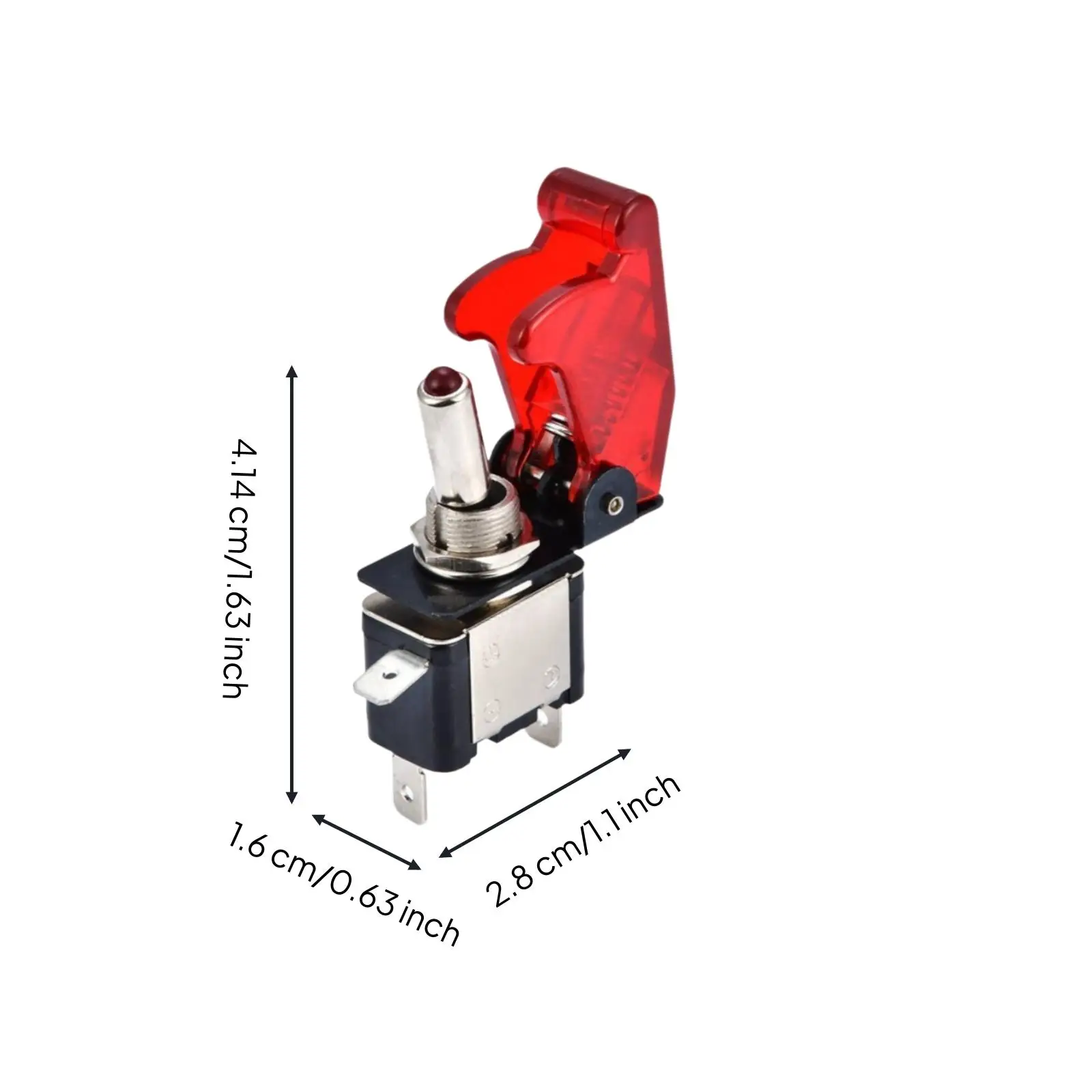 Heavy Duty 12V Toggle Switch with Red Cover for Car Dashboard Auxiliary Lighting Projects