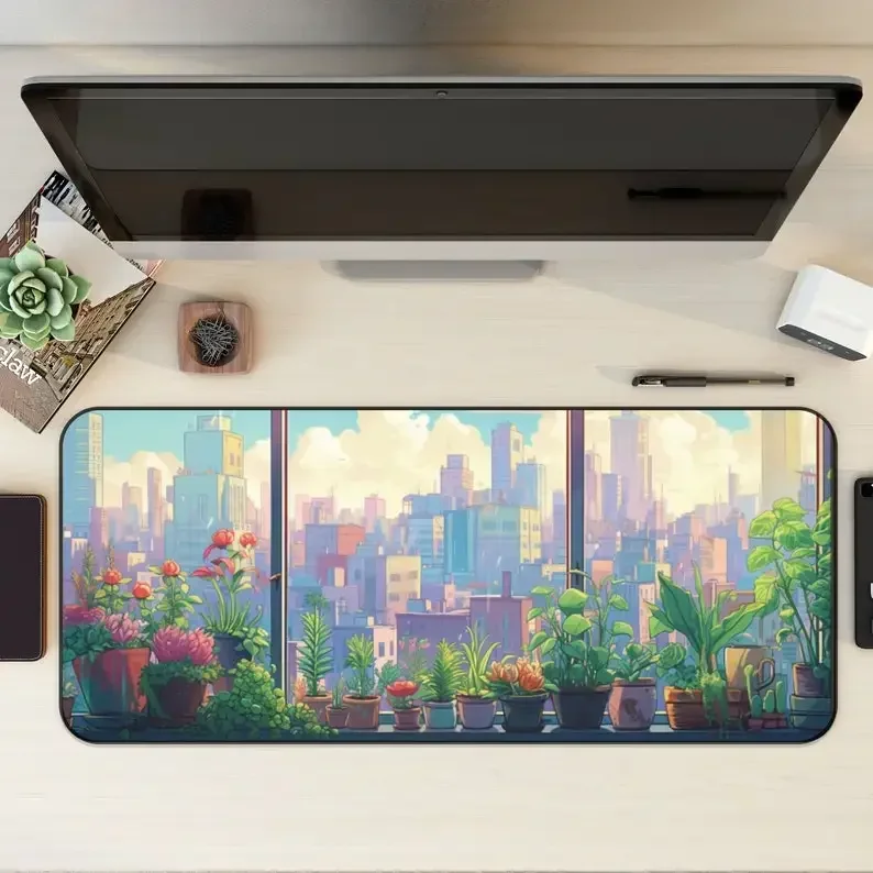 

Большой коврик для мыши Plant Lovers City Living Green Aesthetic, настольный коврик для растений, милый настольный коврик, коврик для клавиатуры, Sage Green Aesthetic