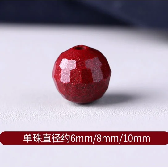 5A Natural Cinnabar Diamond Cut Zinnober Genuine Vermilion Single Bead DIY Jewelry Material