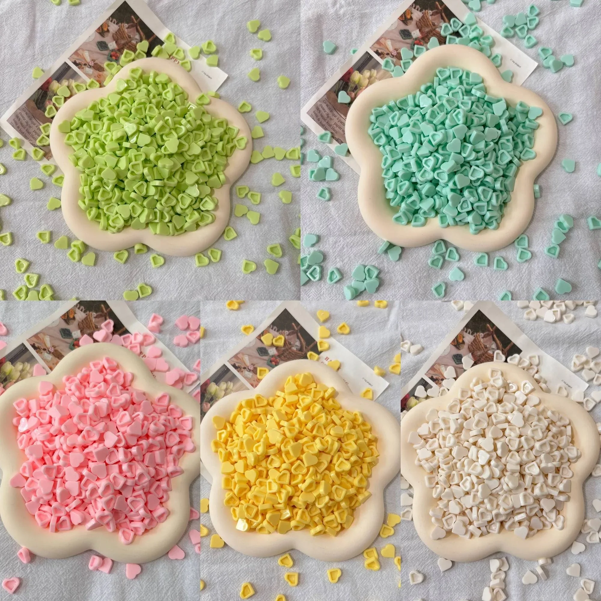 10-100g Crunchy Mini Heart Brick Particles, Handmade Squeeze Ball Fillers, DIY Craft Accessories for Creative Handmade Projects