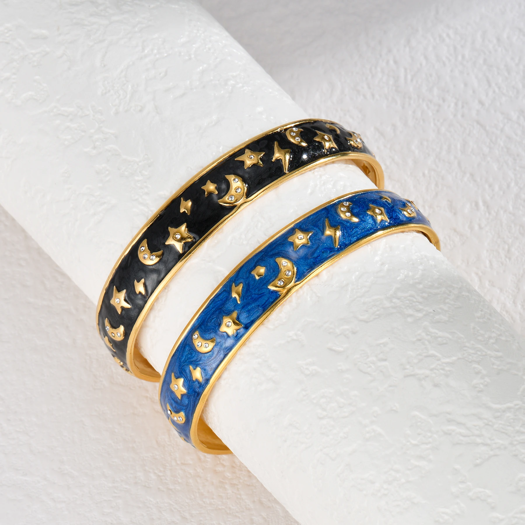 Freeteeme Fashion Vintage Gold Plated Zircon Bracelet For Women Colorful Dropping Oil Adjustable Charm Cuff Bangles Jewelry
