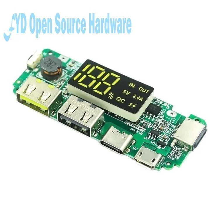 18650 lithium Battery Digital Display Charging Module 5V2.4A 2A Dual USB Output Band Display Booster Module