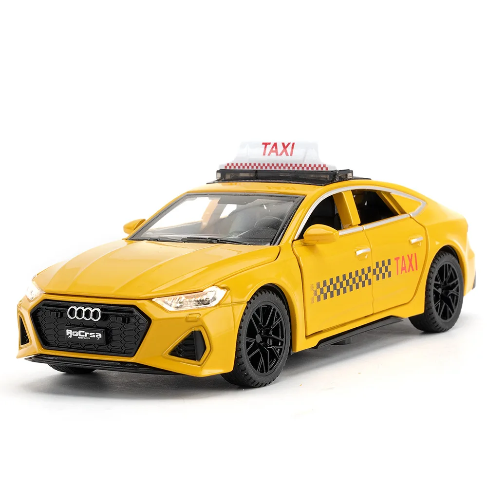 

1/32 Simulation RS7 Taxi Alloy Car Model Simulation Diecast Vehicle Toys with Pull Back,Light,Music Car for Decorate Vehicles